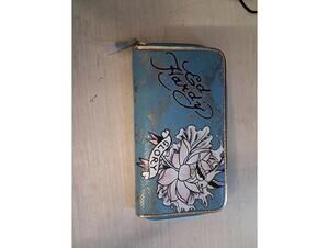 Ed Hardy Blue Floral Zip-Around Wallet